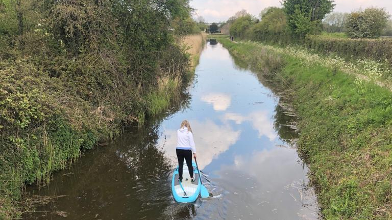 Paddleboarder on the Bridgwater & Taunton Canal